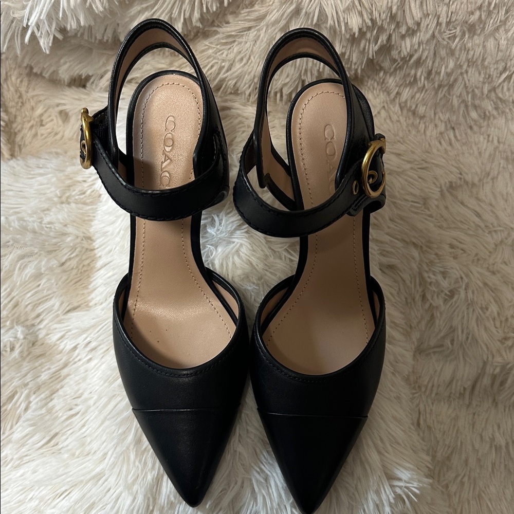 New!! Coach Wren Leather Black Women's Heels - Picture 6 of 9